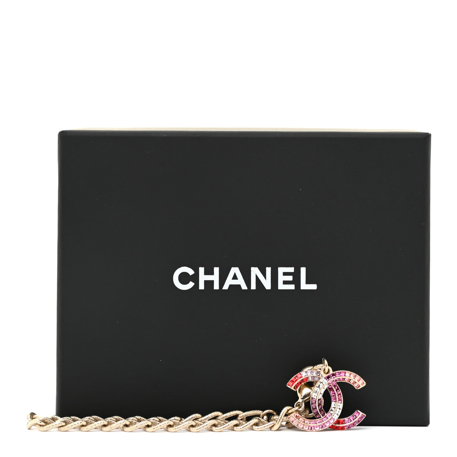 Chanel Baguette Crystal Chain CC Bracelet Pink Gold 6 of 6