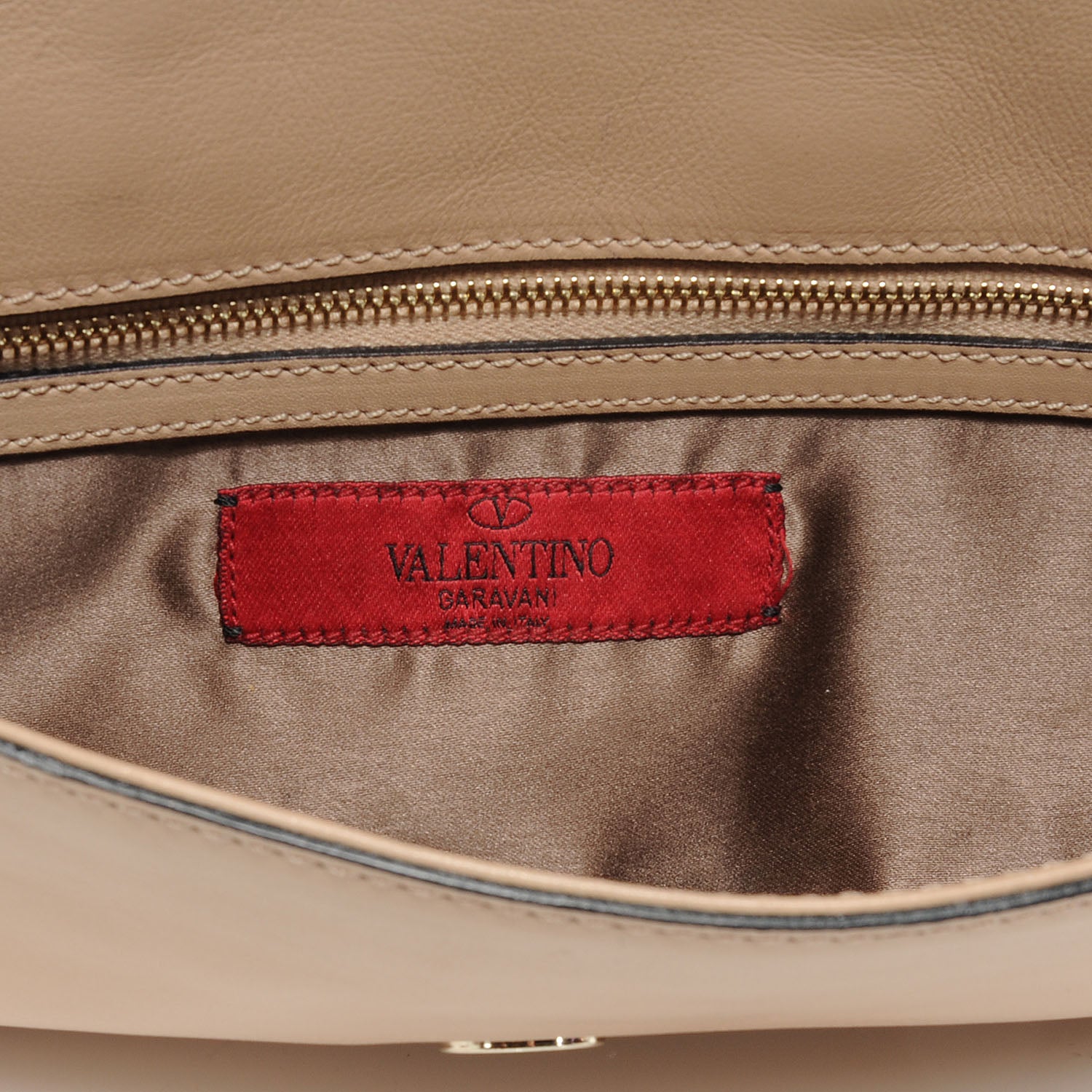 Valentino Garavani Leather Maizeon Cinched Clutch Sand 6 of 7