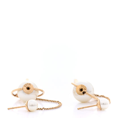 Christian Dior Pearl Tribales Dangle Chain Earrings Gold 3 of 5