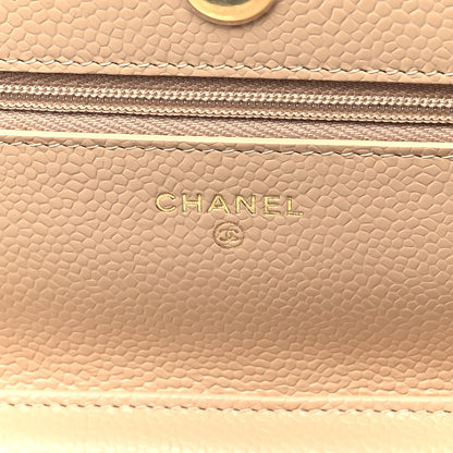 Chanel Caviar Quilted Wallet on Chain WOC Beige 6 of 12