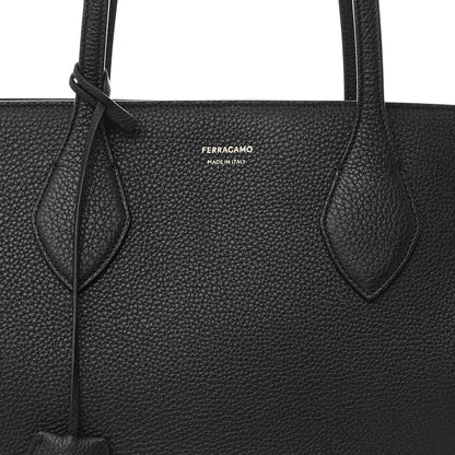 Salvatore Ferragamo Grained Calfskin Medium Star Tote Black 8 of 14