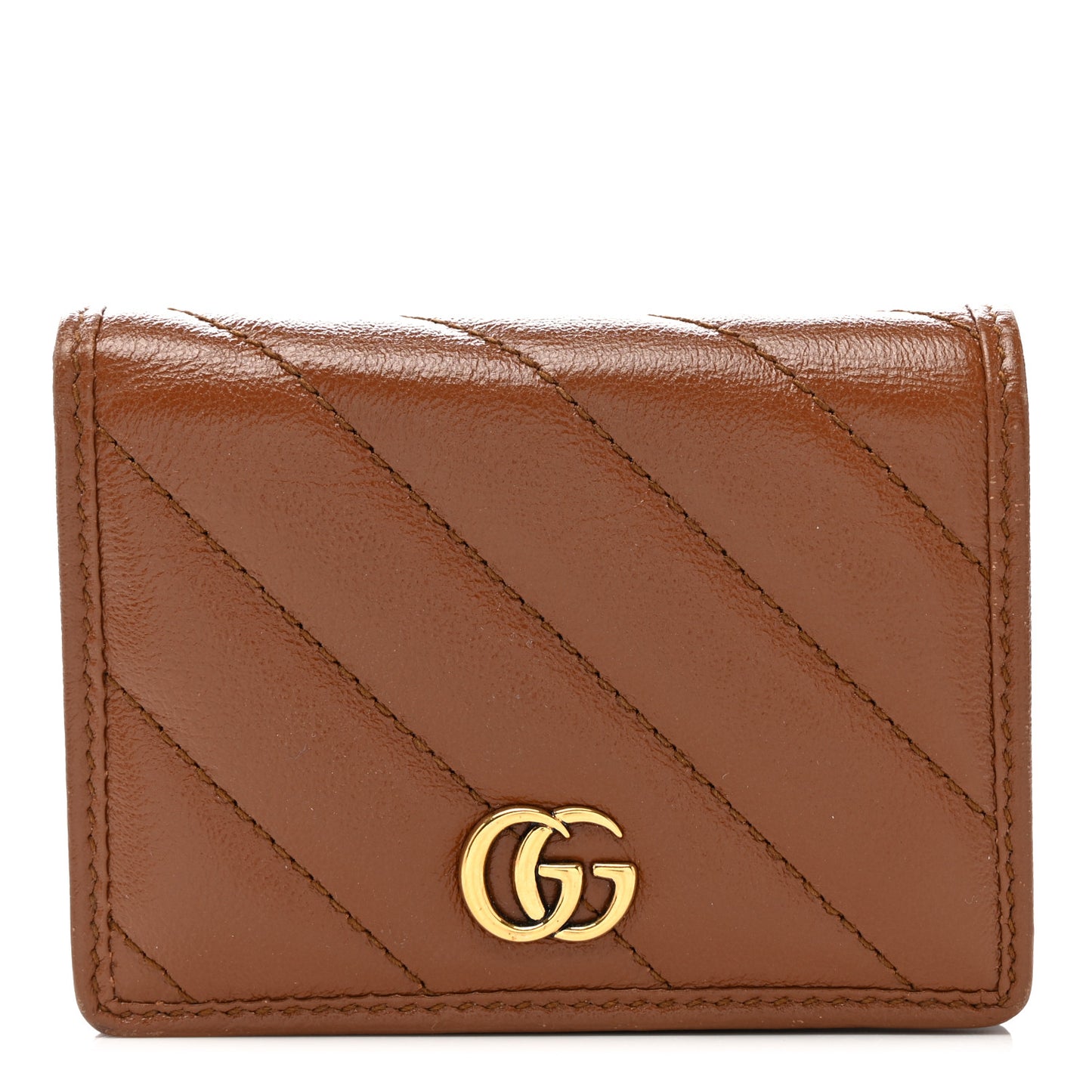 Azalea Calfskin Matelasse Diagonal GG Marmont Card Case Wallet Cuir