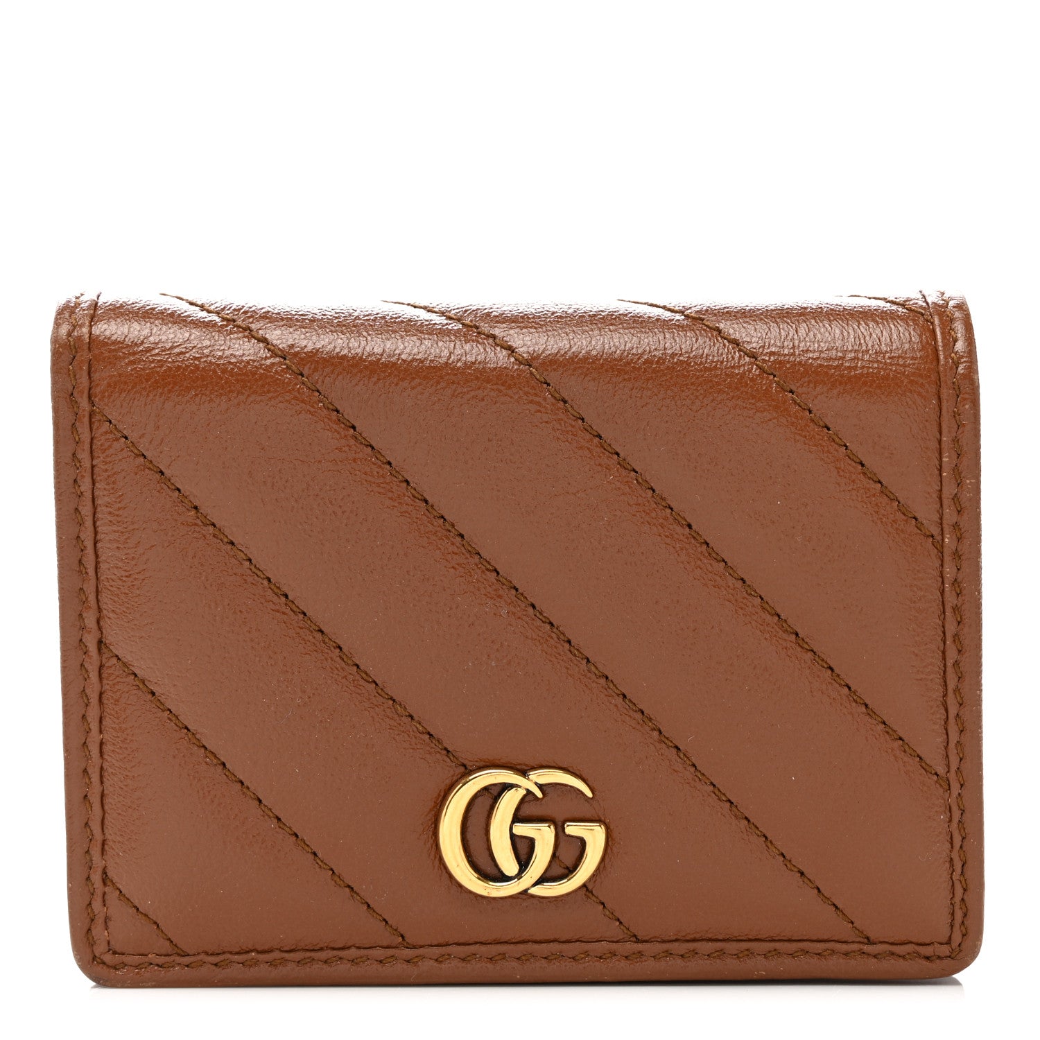 Gucci Azalea Calfskin Matelasse Diagonal GG Marmont Card Case Wallet Cuir 1 of 6