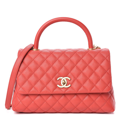 Chanel Caviar Quilted Small Coco Handle Flap Red 1 of 11
