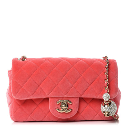 Chanel Velvet Quilted Mini Rectangular Pearl Crush Flap Pink 1 of 10