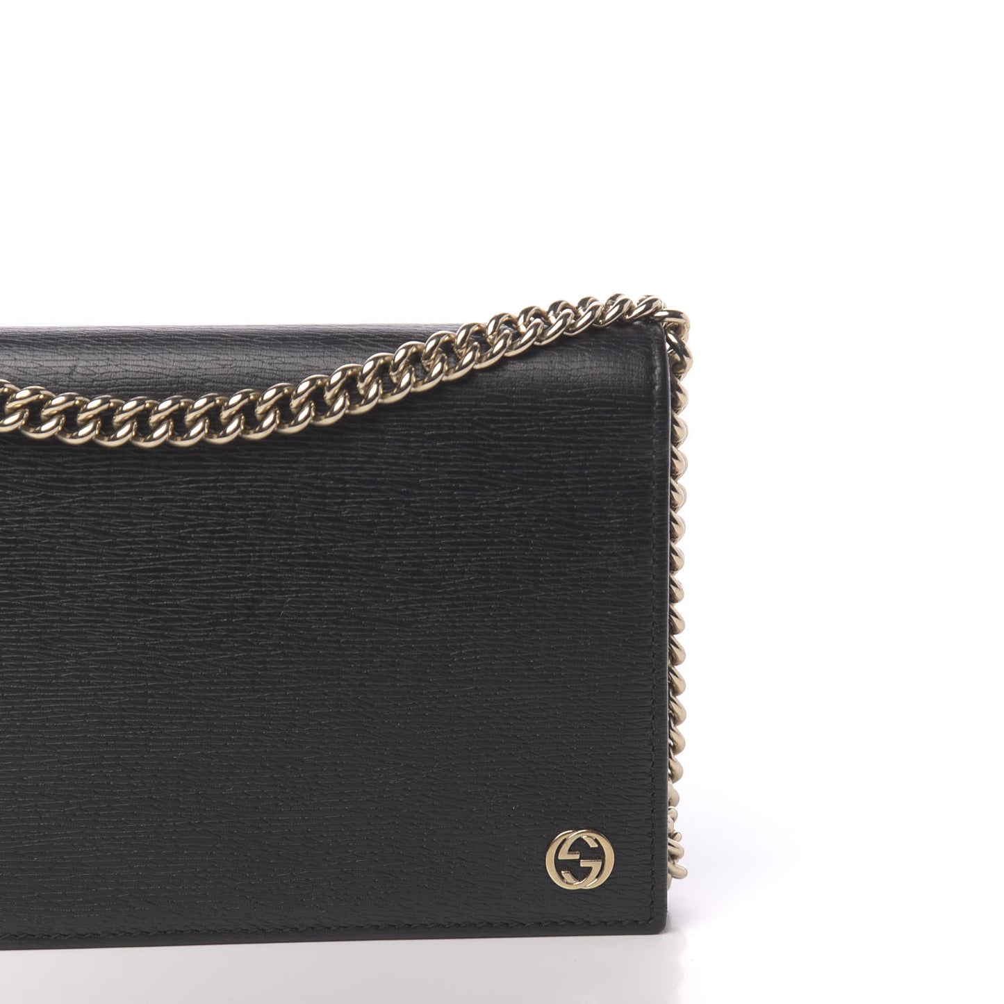 Textured Calfskin Medium Betty Chain Wallet Black