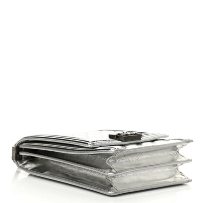 Chanel Metallic Goatskin Quilted North South Boy Flap Silver 4 of 10