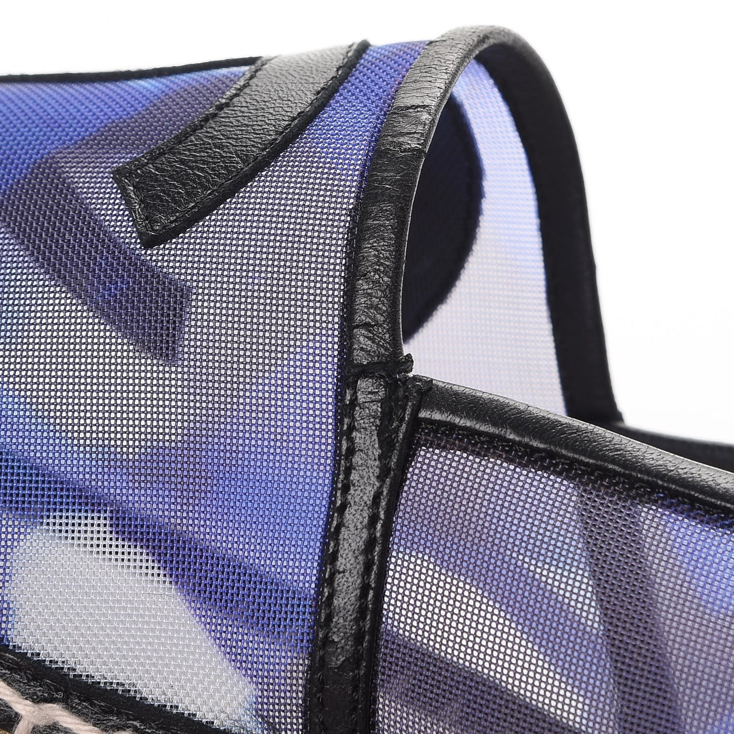 Mesh Lambskin Check Print CC Espadrilles 42 Blue Black White