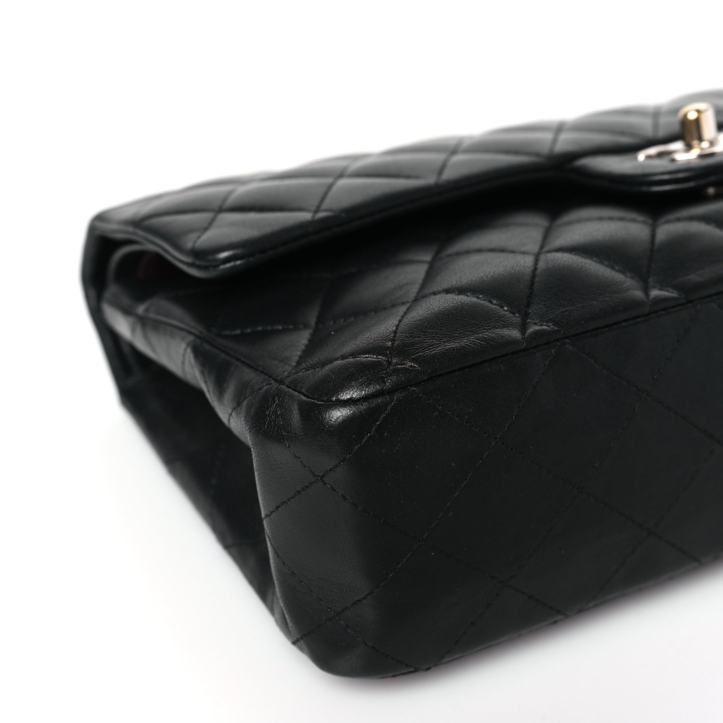Lambskin Quilted Medium Double Flap Black