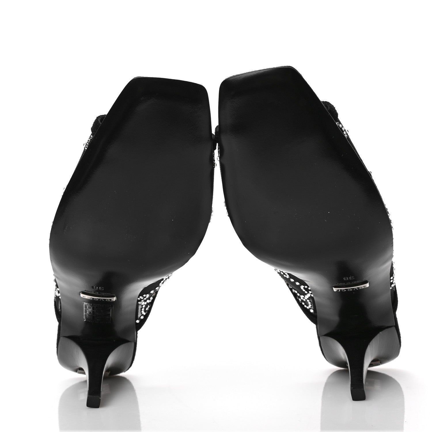 Gucci Tela Retino Kid Scamosciato Crystal GG Monogram Square G 95mm Slide Sandals 38 Black 5 of 8
