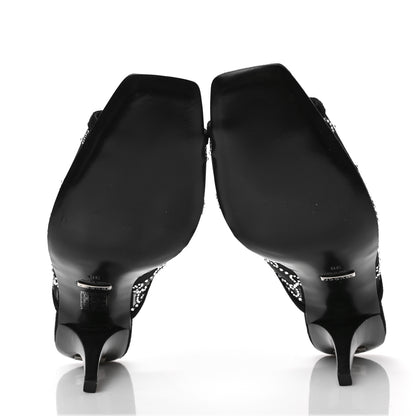 Gucci Tela Retino Kid Scamosciato Crystal GG Monogram Square G 95mm Slide Sandals 38 Black 5 of 8
