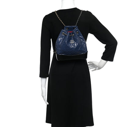 Chanel Aged Calfskin Quilted Gabrielle Backpack Navy Black 2 of 10