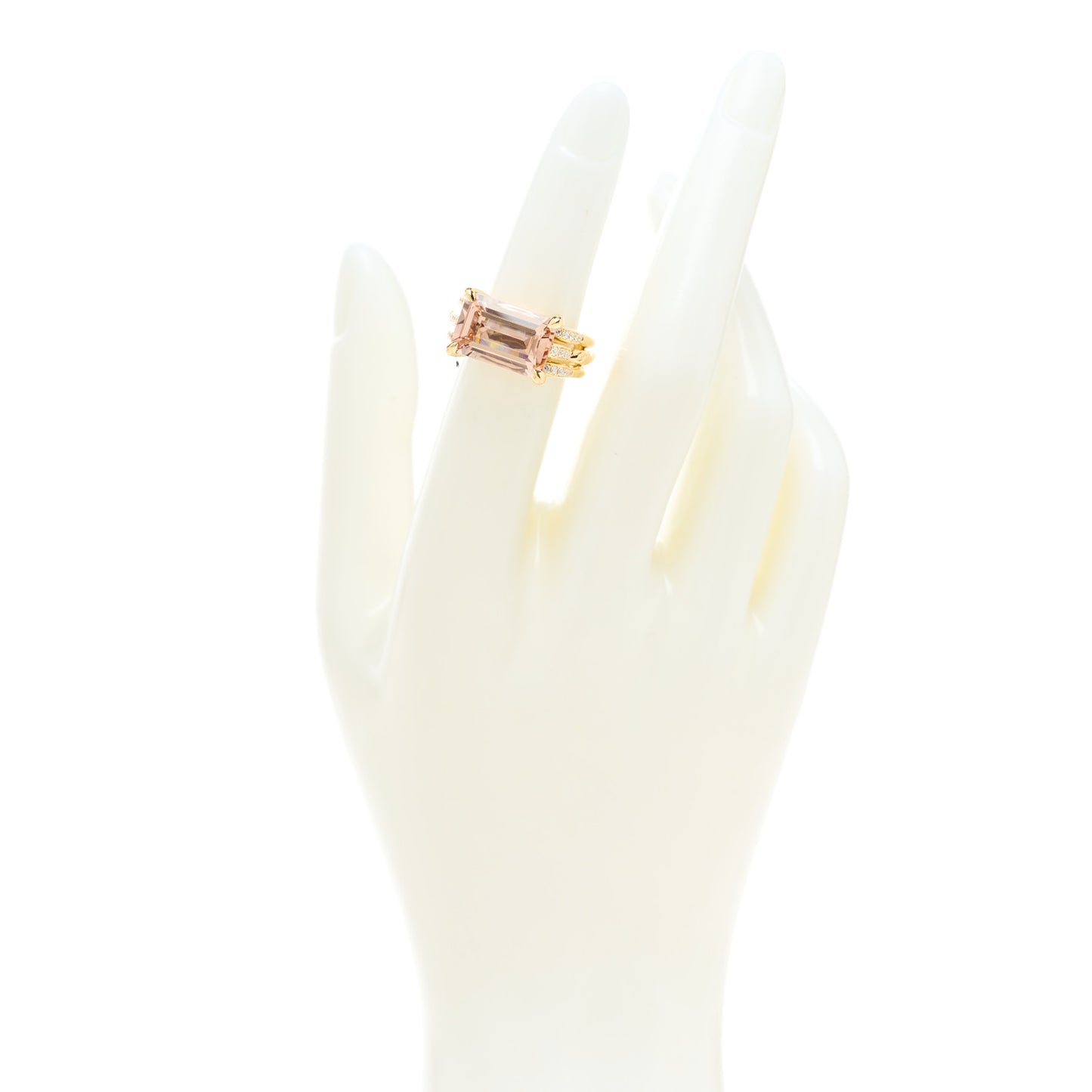 18K Yellow Gold Diamond Morganite Tides Ring 48 4.5
