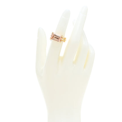 David Yurman 18K Yellow Gold Diamond Morganite Tides Ring 48 4.5 2 of 5