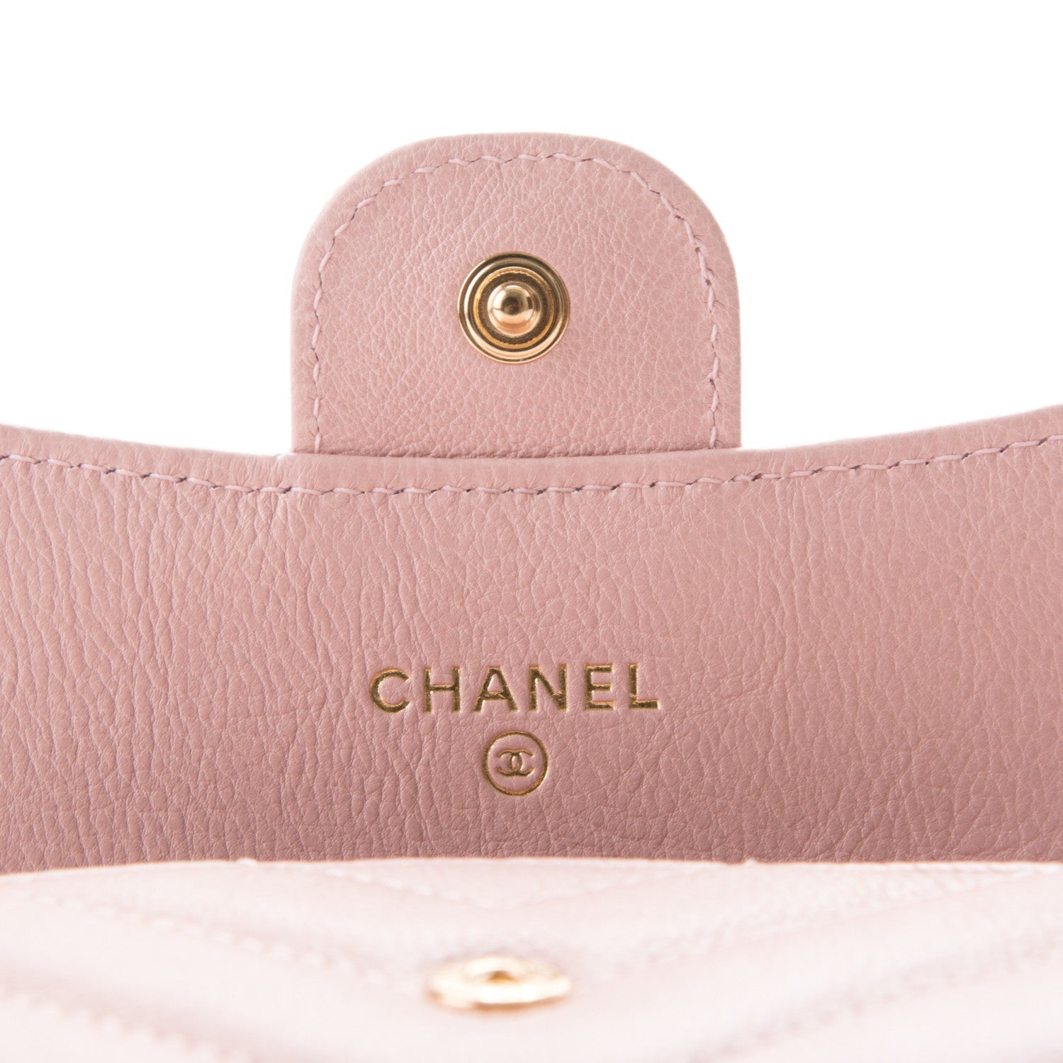 Chanel Calfskin Chevron Quilted Card Holder Wallet Light Pink 6 of 11