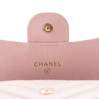 Chanel Calfskin Chevron Quilted Card Holder Wallet Light Pink 6 of 11