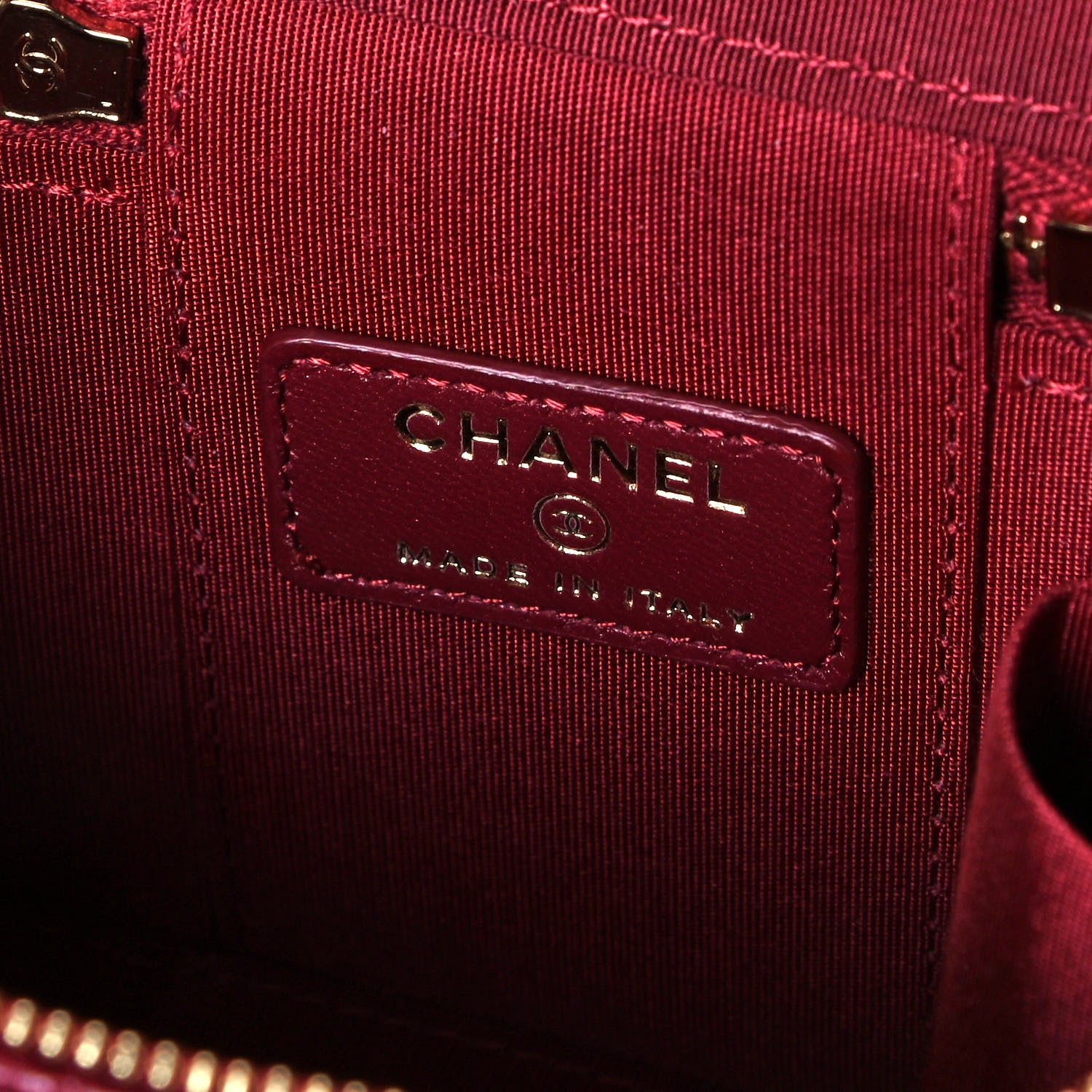 Chanel Lambskin Quilted Top Handle Mini Vanity Case With Chain Burgundy 5 of 9