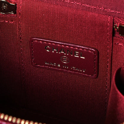 Chanel Lambskin Quilted Top Handle Mini Vanity Case With Chain Burgundy 5 of 9