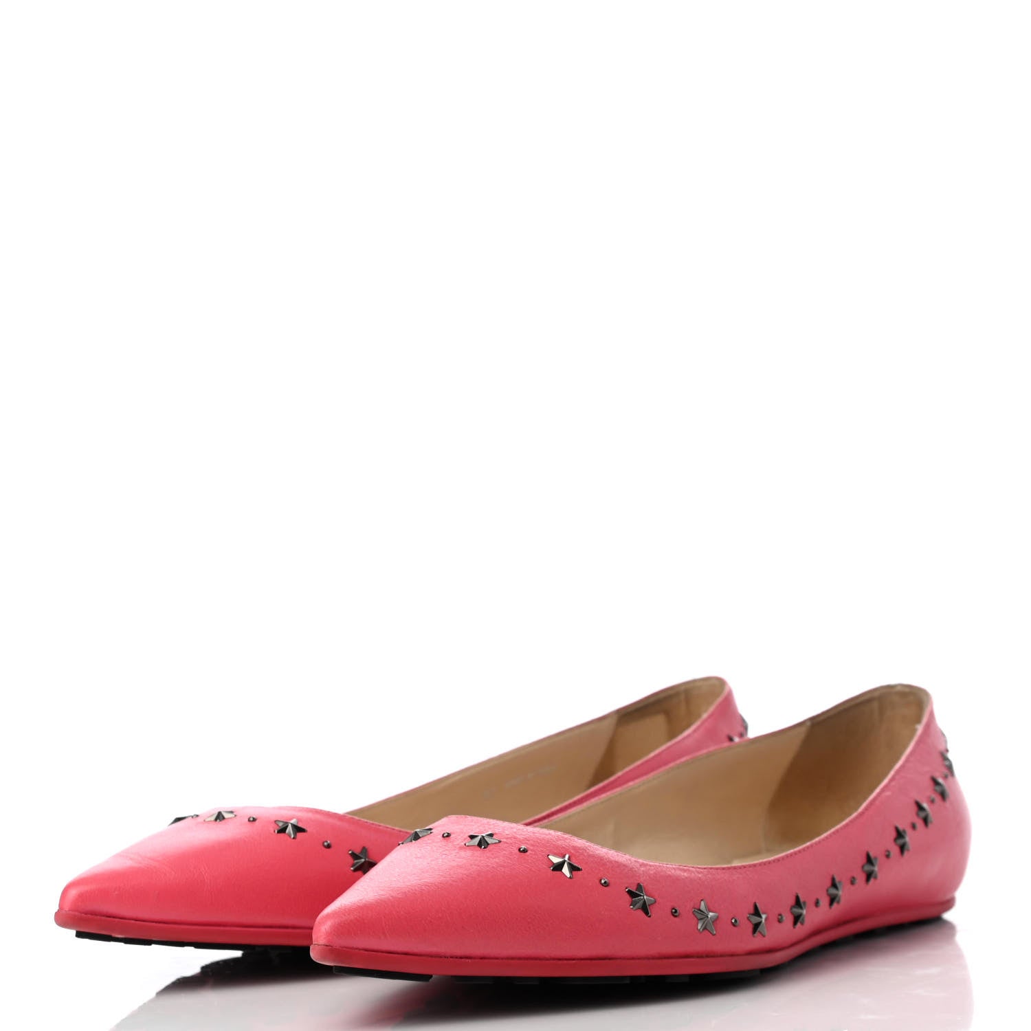 Jimmy Choo Calfskin Windsor Star Flats 40 Pink 3 of 10