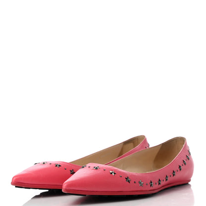 Jimmy Choo Calfskin Windsor Star Flats 40 Pink 3 of 10
