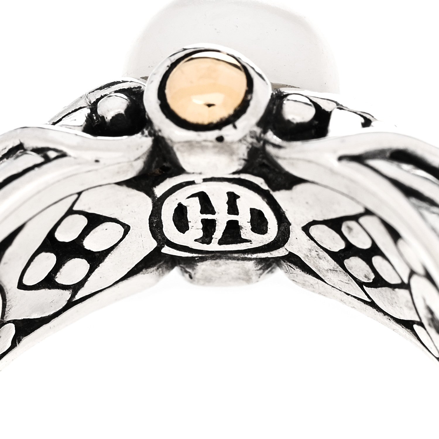 John Hardy Sterling Silver 18K Yellow Gold Pearl Jaisalmer Ring 54 6.75 5 of 6