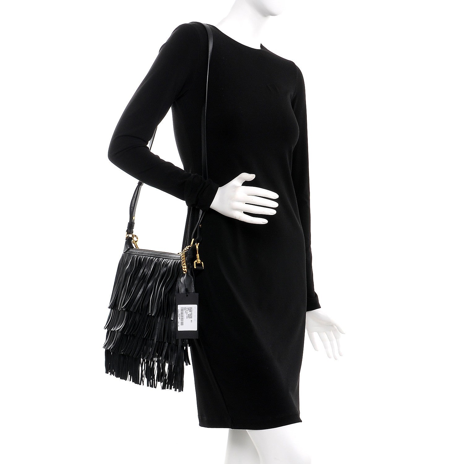 Saint Laurent Calfskin Small Emmanuelle Fringe Hobo Bag Black 2 of 6