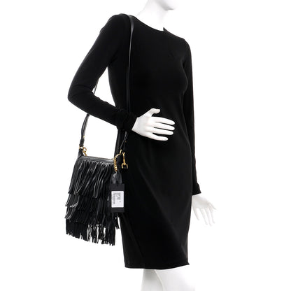 Saint Laurent Calfskin Small Emmanuelle Fringe Hobo Bag Black 2 of 6