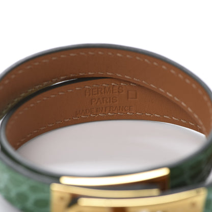 Hermes Shiny Alligator Kelly Double Tour Bracelet Cactus 4 of 6