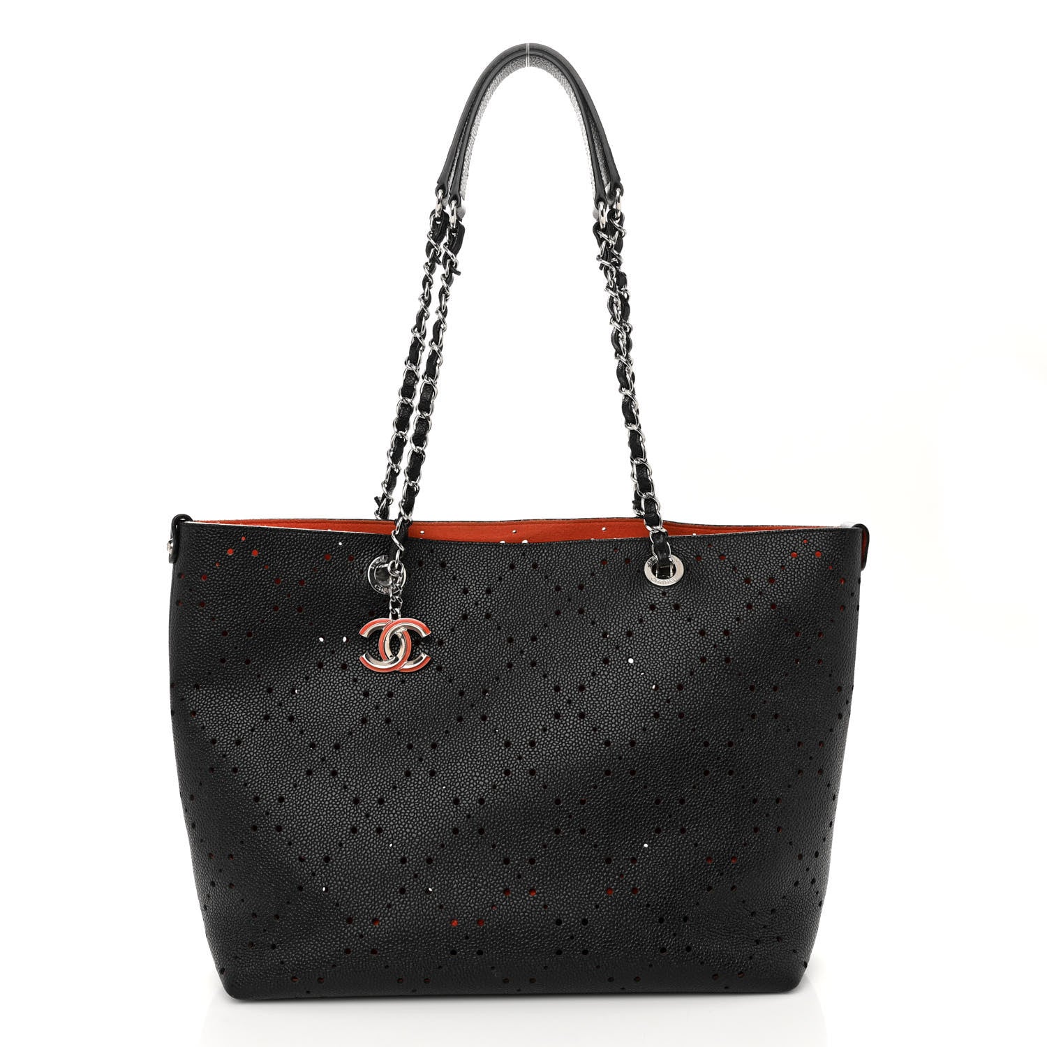 Chanel Perforated Grained Calfskin Large Shopping Tote Black 3 of 12