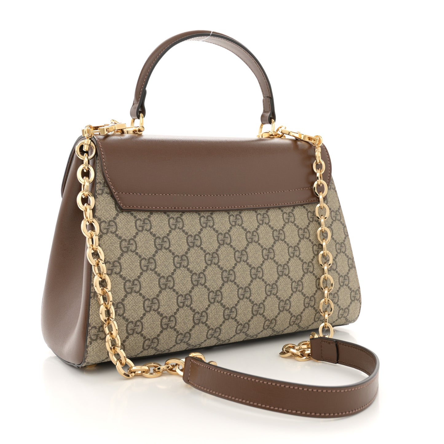 GG Supreme Monogram Calfskin Medium Horsebit 1955 Top Handle Bag Beige Ebony Brown Sugar