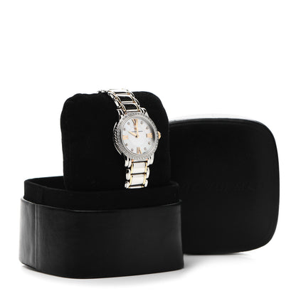 David Yurman Stainless Steel 18K Yellow Gold Diamond Bezel Mother of Pearl 30mm Classic Quartz Watch 5 of 5