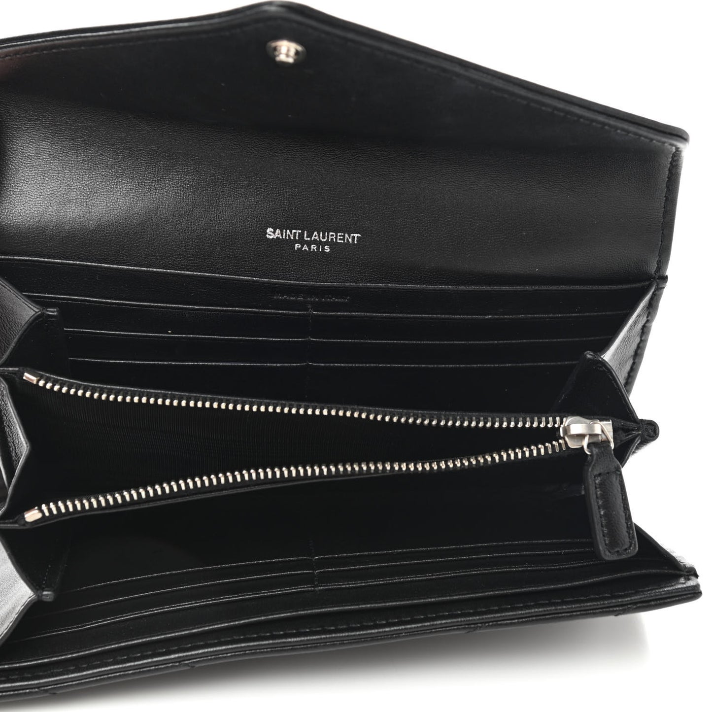Lambskin Y Quilted Monogram Large Loulou Flap Wallet Black
