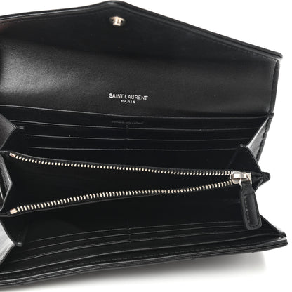 Saint Laurent Lambskin Y Quilted Monogram Large Loulou Flap Wallet Black 5 of 7