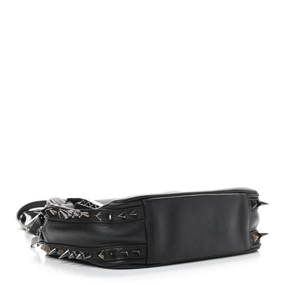 Christian Louboutin Calfskin Spikes Shoulder Bag Black 4 of 9
