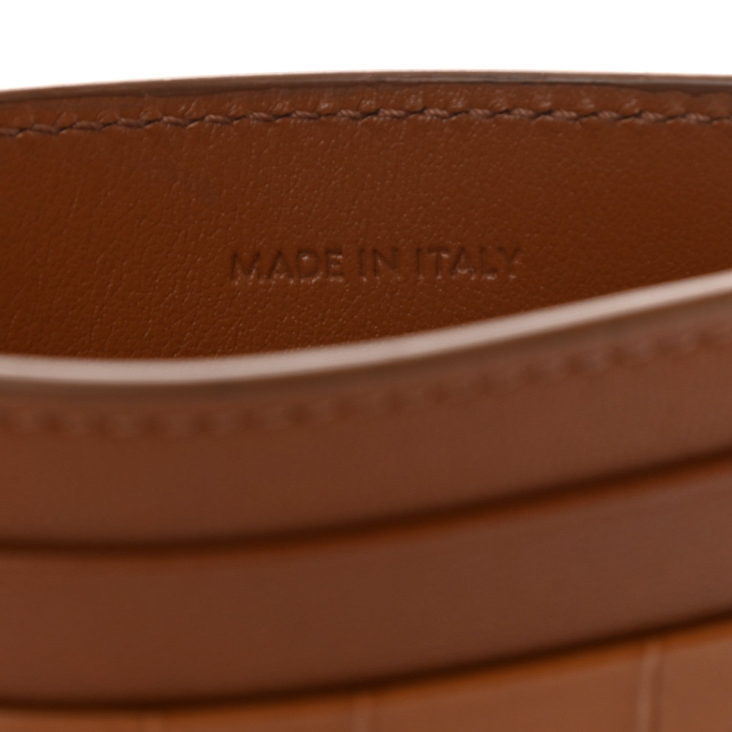 Celine Calfskin Crocodile Embossed Card Holder Tan 7 of 7