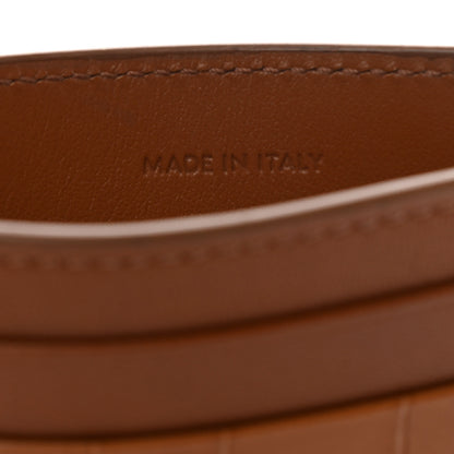 Celine Calfskin Crocodile Embossed Card Holder Tan 7 of 7