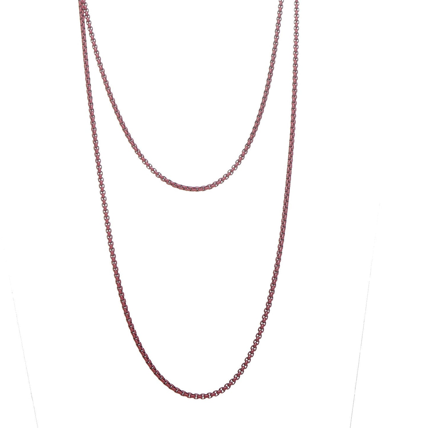 Stainless Steel Acrylic 14K Rose Gold Bel Aire Chain Necklace Coral