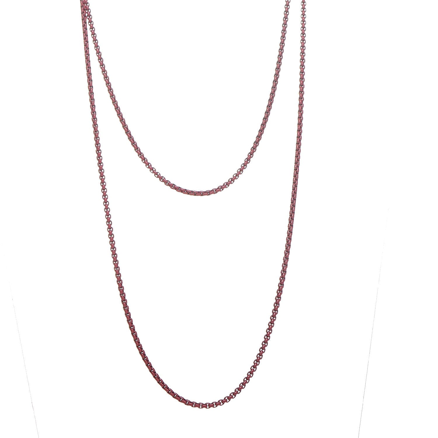 David Yurman Stainless Steel Acrylic 14K Rose Gold Bel Aire Chain Necklace Coral 1 of 7