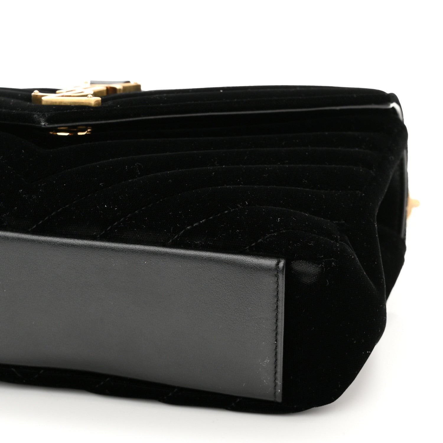 Saint Laurent Velvet Matelasse Chevron Medium College Monogram Bag Black 10 of 13