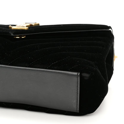 Saint Laurent Velvet Matelasse Chevron Medium College Monogram Bag Black 10 of 13