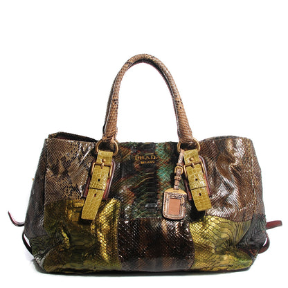 Prada Python Patch Shopper Tote Militare 1 of 9