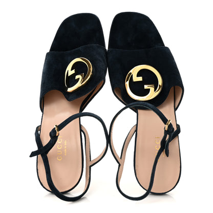 Gucci Suede Blondie 100mm Slingback Sandals 40.5 Blondie Blu 2 of 10