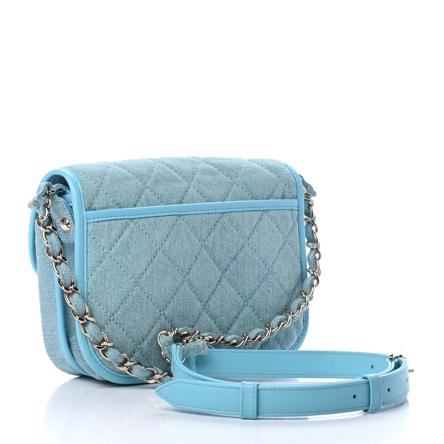 Denim Quilted Small Messenger Flap Neon Blue
