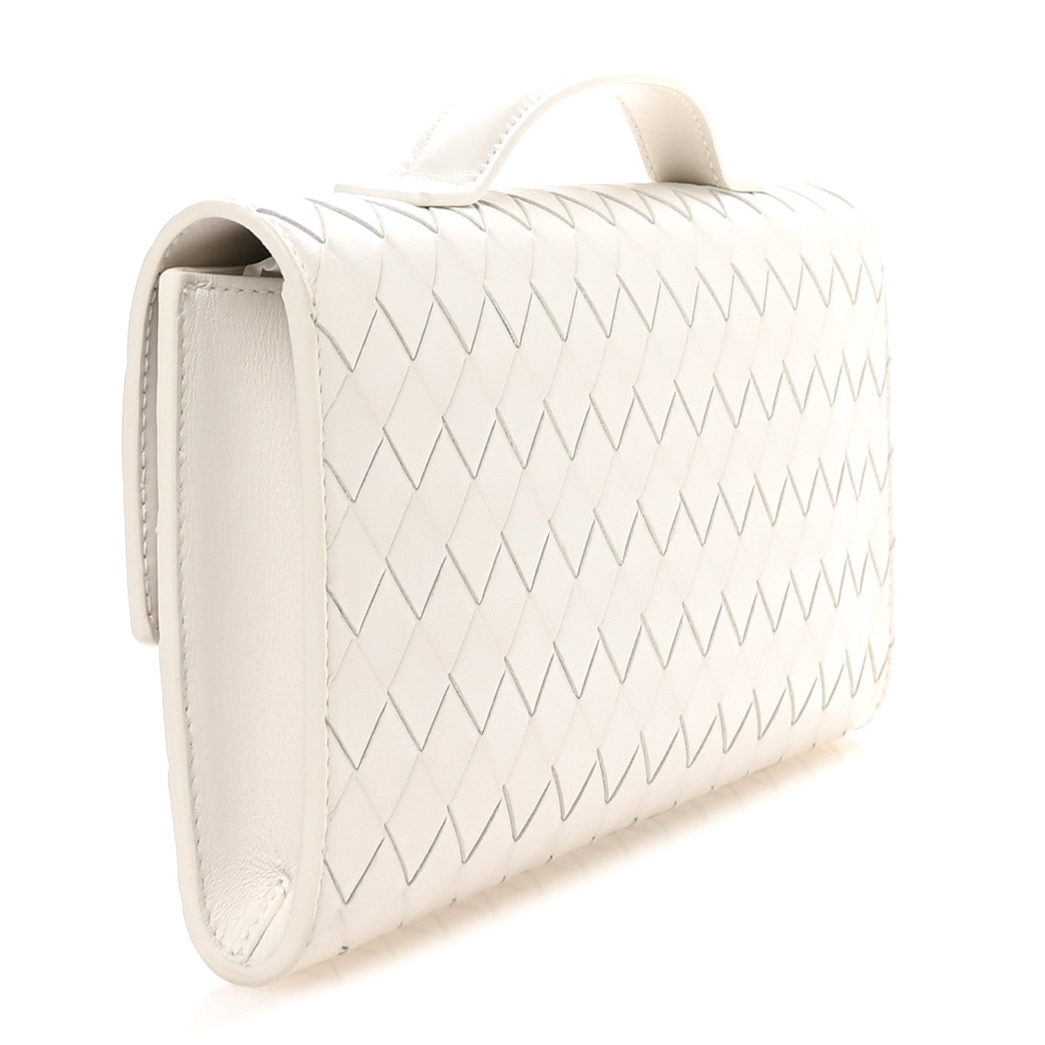 Bottega Veneta Nappa Intrecciato Long Andiamo Top Handle Clutch White 3 of 11