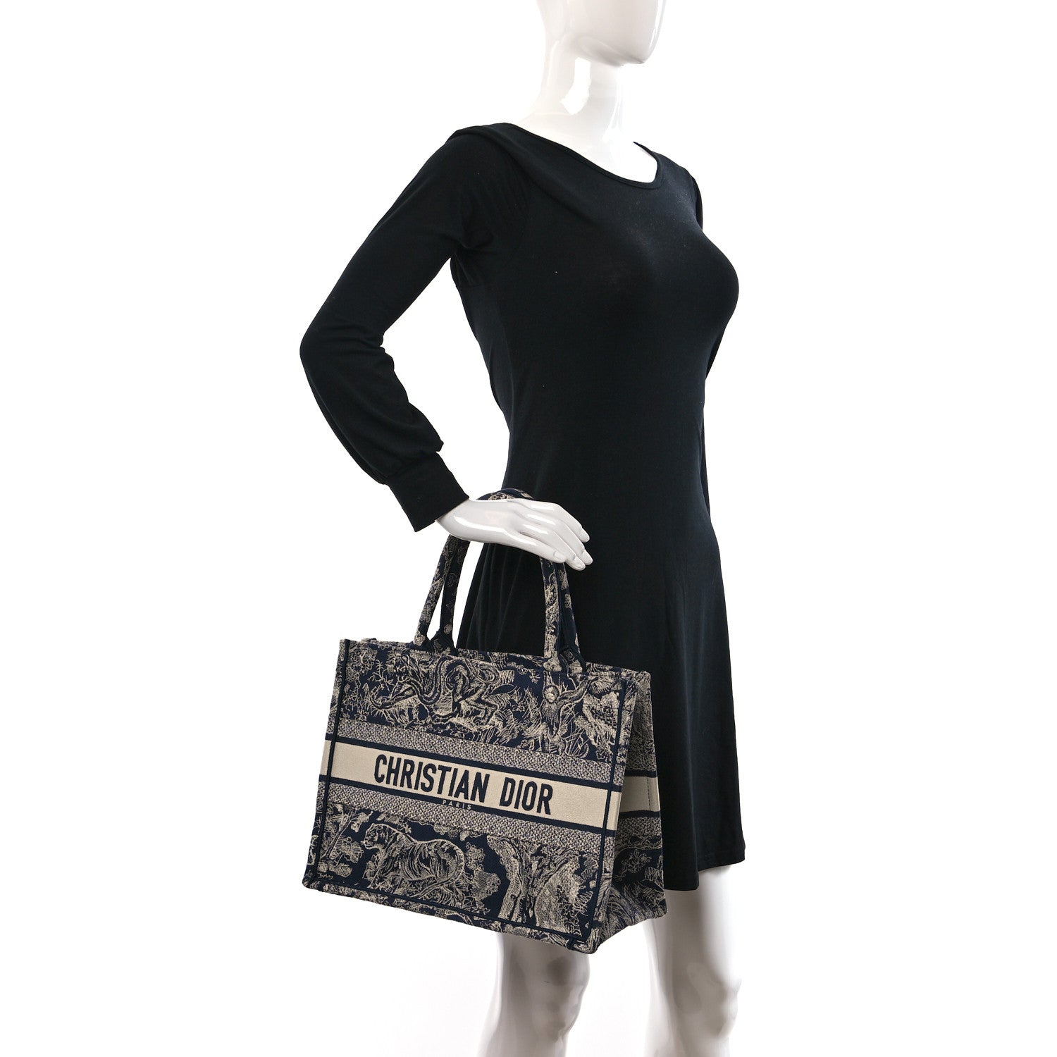 Christian Dior Canvas Embroidered Medium Dioriviera Toile De Jouy Reverse Book Tote Blue 3 of 9