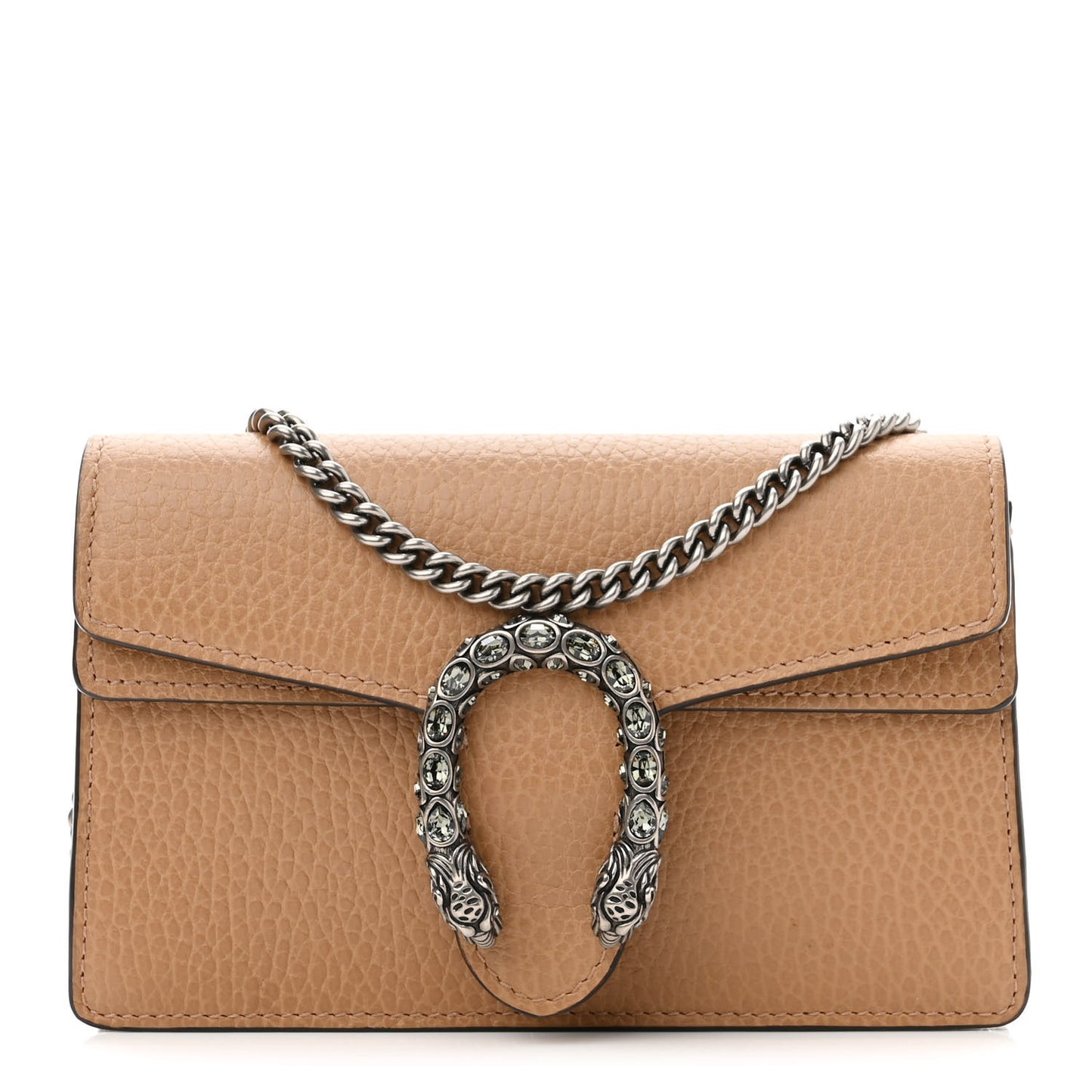 Dollar Calfskin Crystal Super Mini Dionysus Shoulder Bag Natural Tan Black Diamond