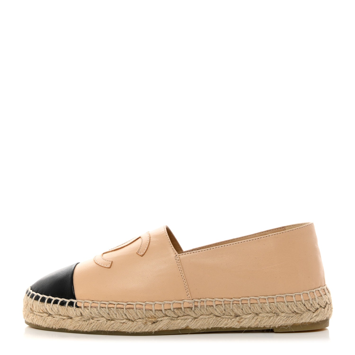 Chanel Lambskin CC Espadrilles 36 Beige Black 1 of 8