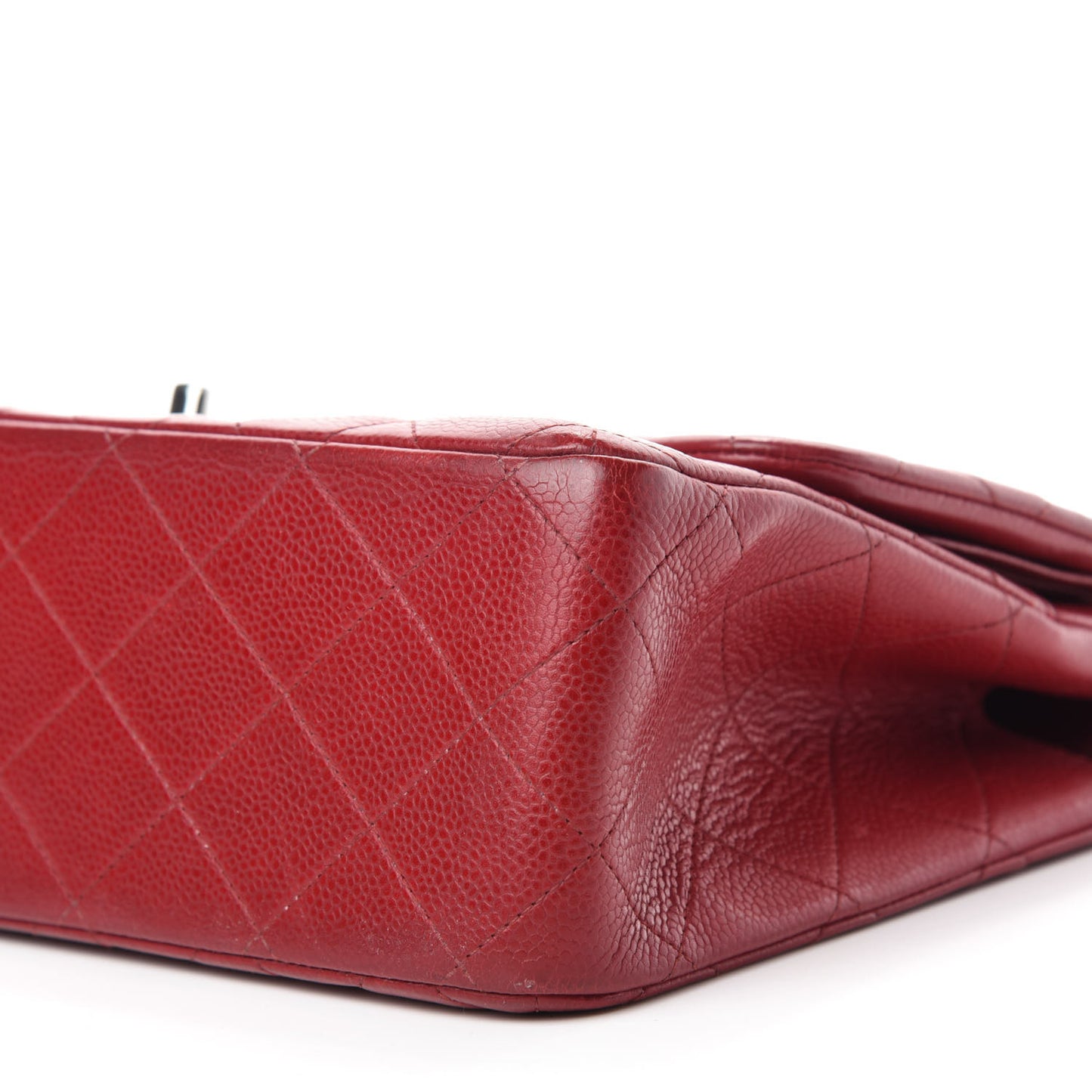 Caviar Quilted Jumbo Double Flap Dark Red