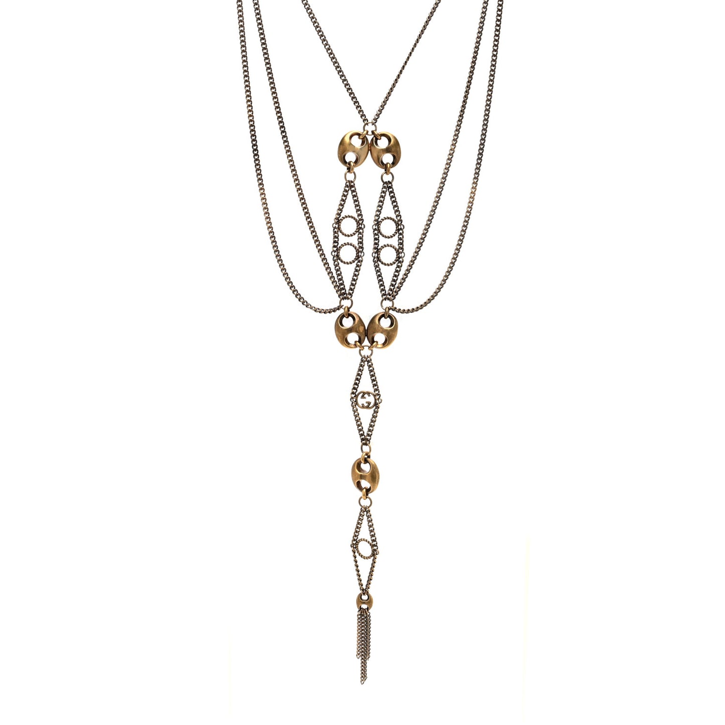 Metal Marina Link Long Necklace Aged Gold