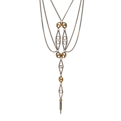 Gucci Metal Marina Link Long Necklace Aged Gold 1 of 5